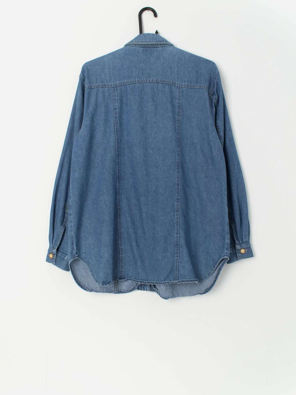 Vintage denim chore shirt tunic blouse with jewel detail - Medium - Image 3