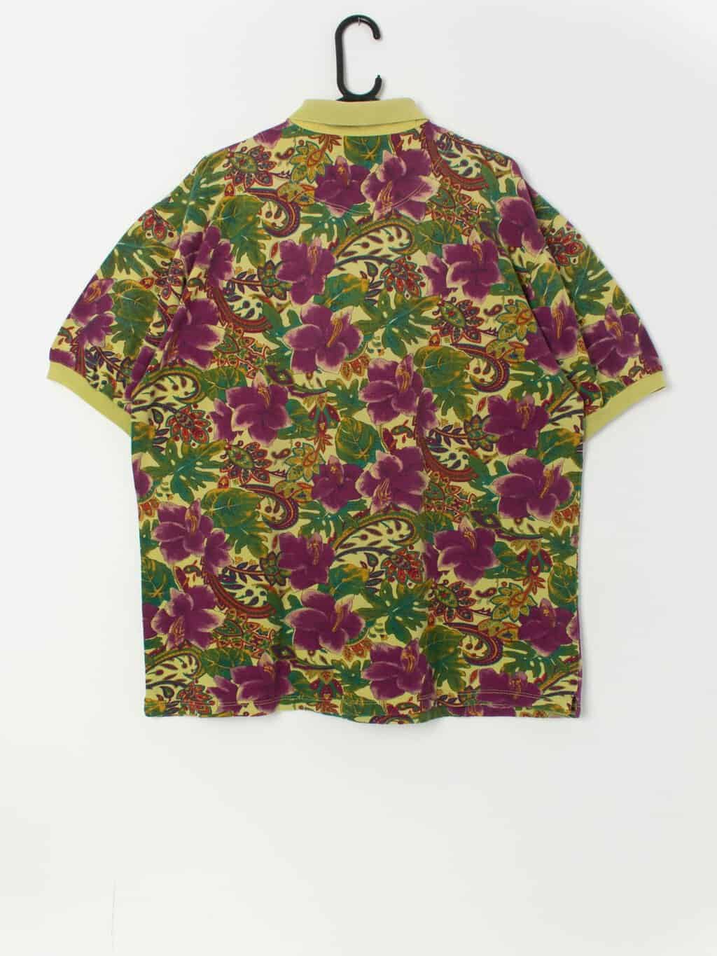 Vintage green floral polo shirt - Large / XL - Image 3