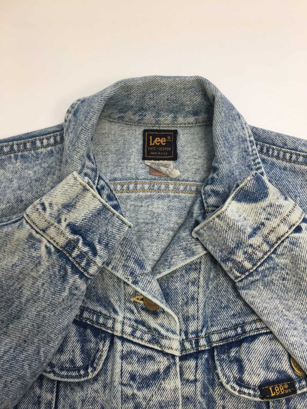 Vintage Lee 80s acid wash denim jacket, made in USA - S - Image 5