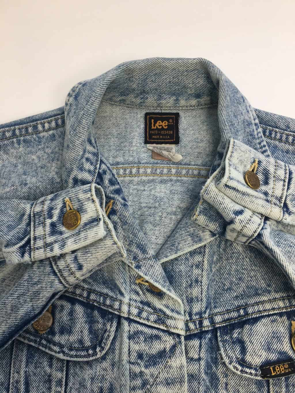 Vintage Lee 80s acid wash denim jacket, made in USA - S - Image 4