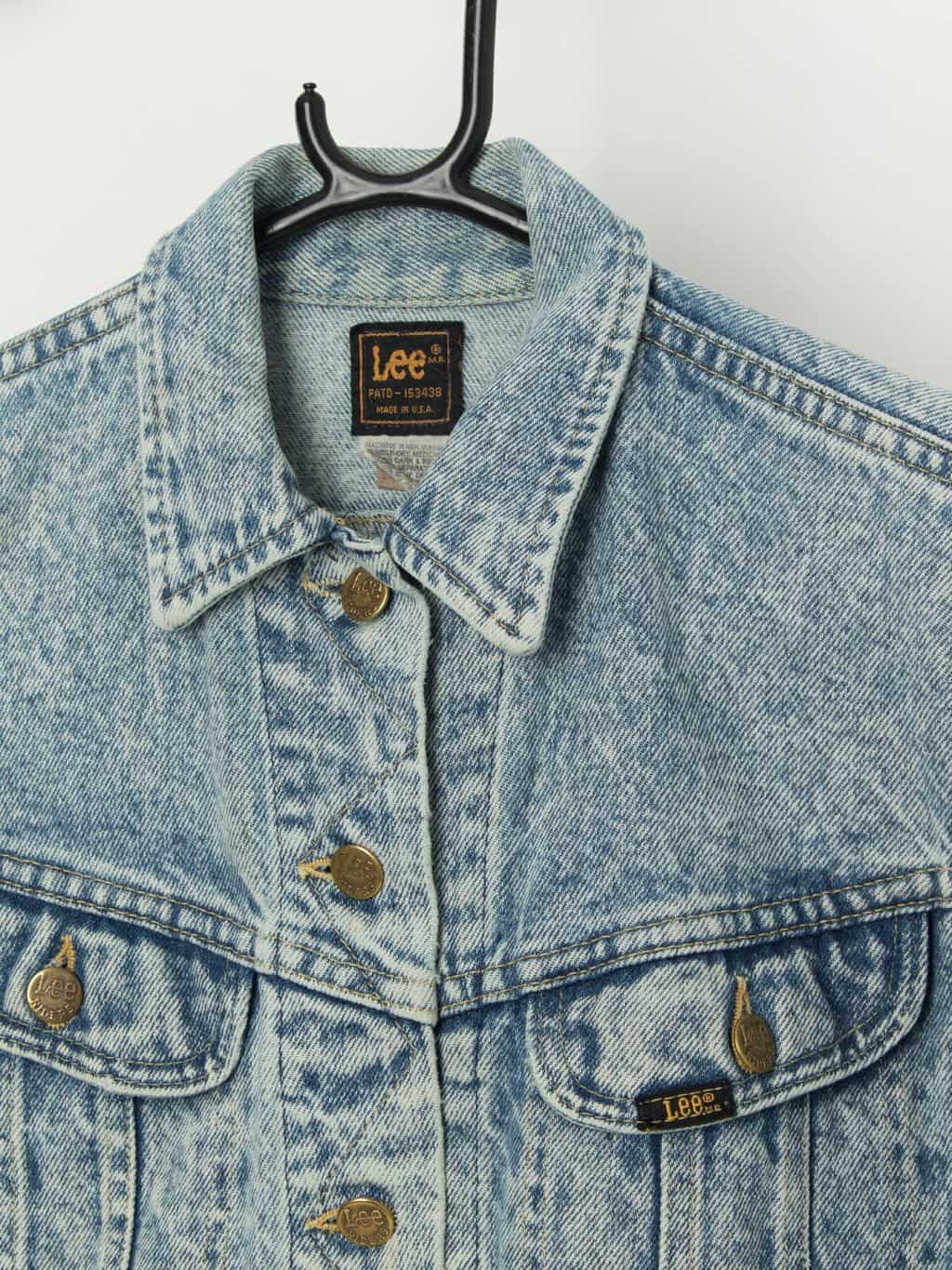 Vintage Lee 80s acid wash denim jacket, made in USA - S - Image 2