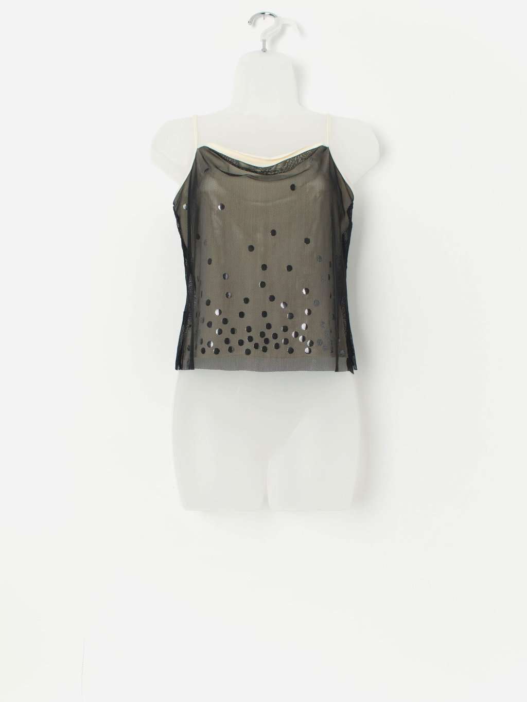 Vintage Moschino top with shiny mirrored polka dots - S