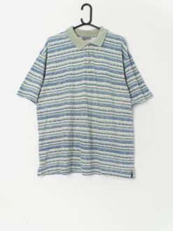 Vintage pastel green and blue polo shirt - Large