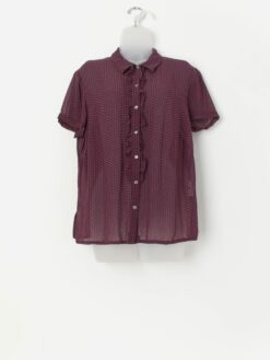 Vintage polka dot blouse with ruffle detail - Large