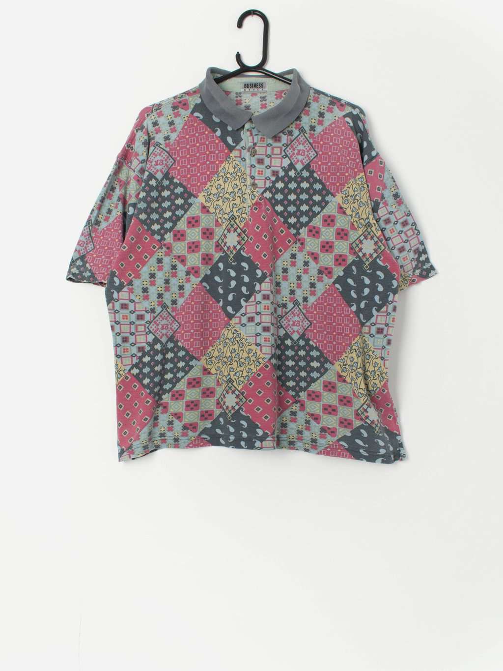 Vintage polo shirt with abstract design - Medium