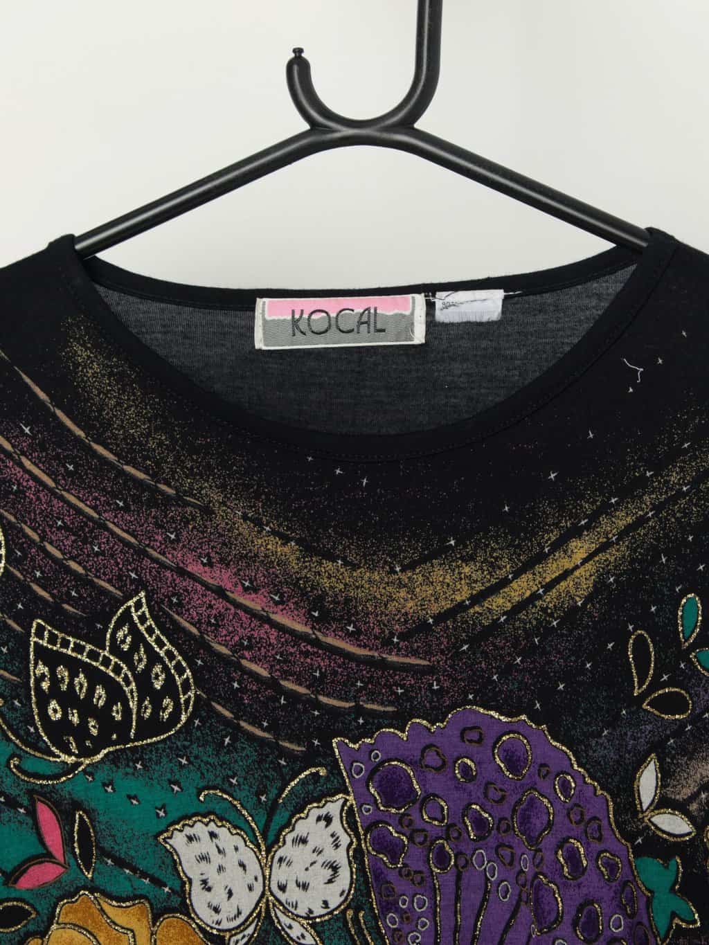 Vintage pretty floral top with batwing sleeves - Large - Image 2