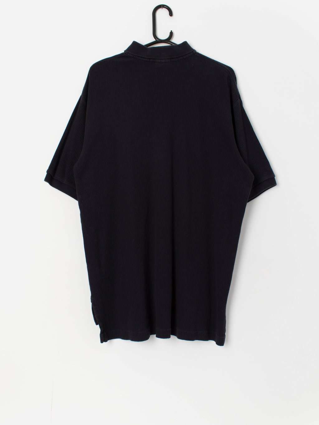 Vintage Ralph Lauren ribbed cotton navy polo shirt - Large / XL - Image 3