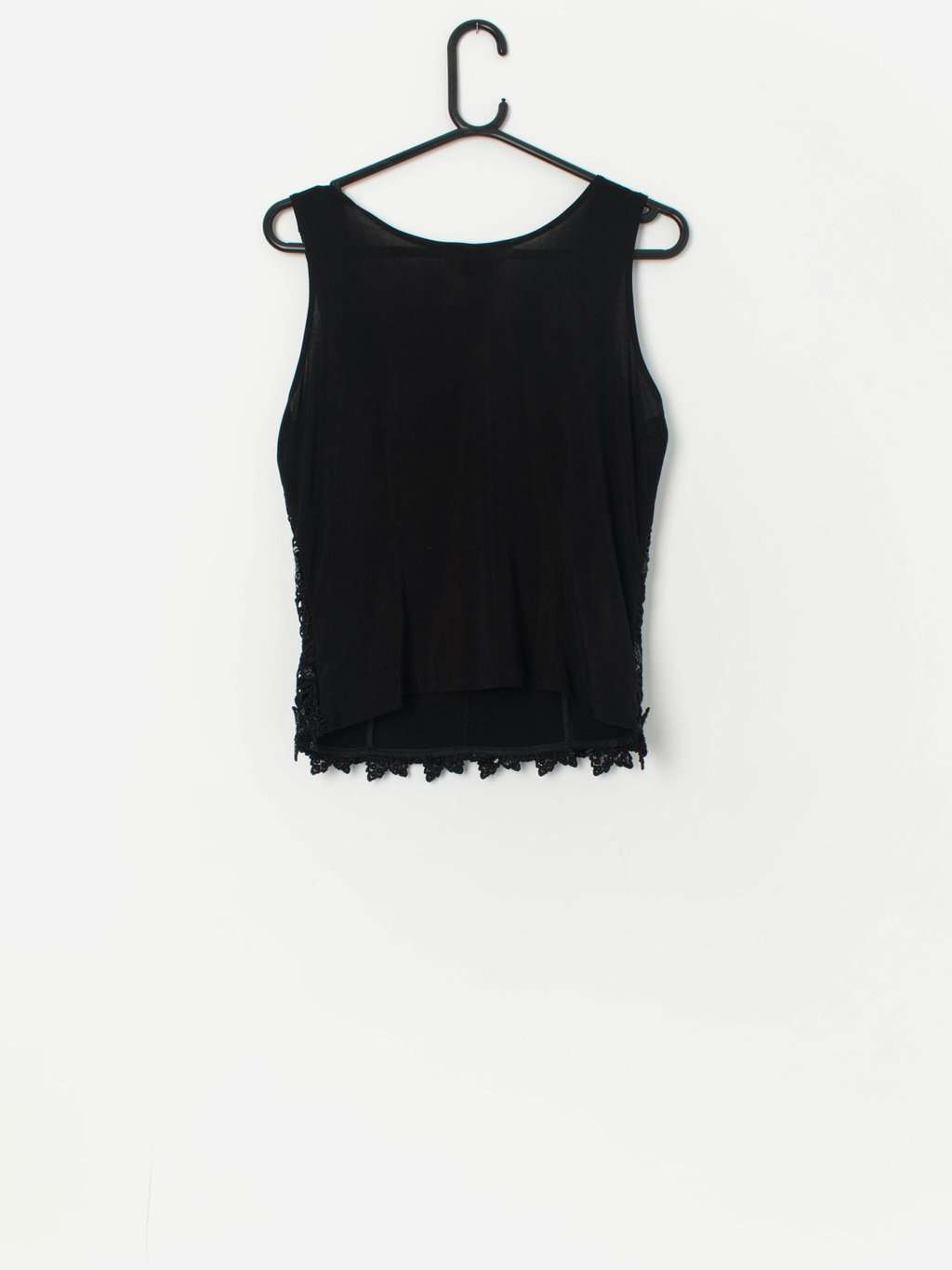 Vintage Sagaie Paris black sequin top with floral crochet design - Small / Medium - Image 3