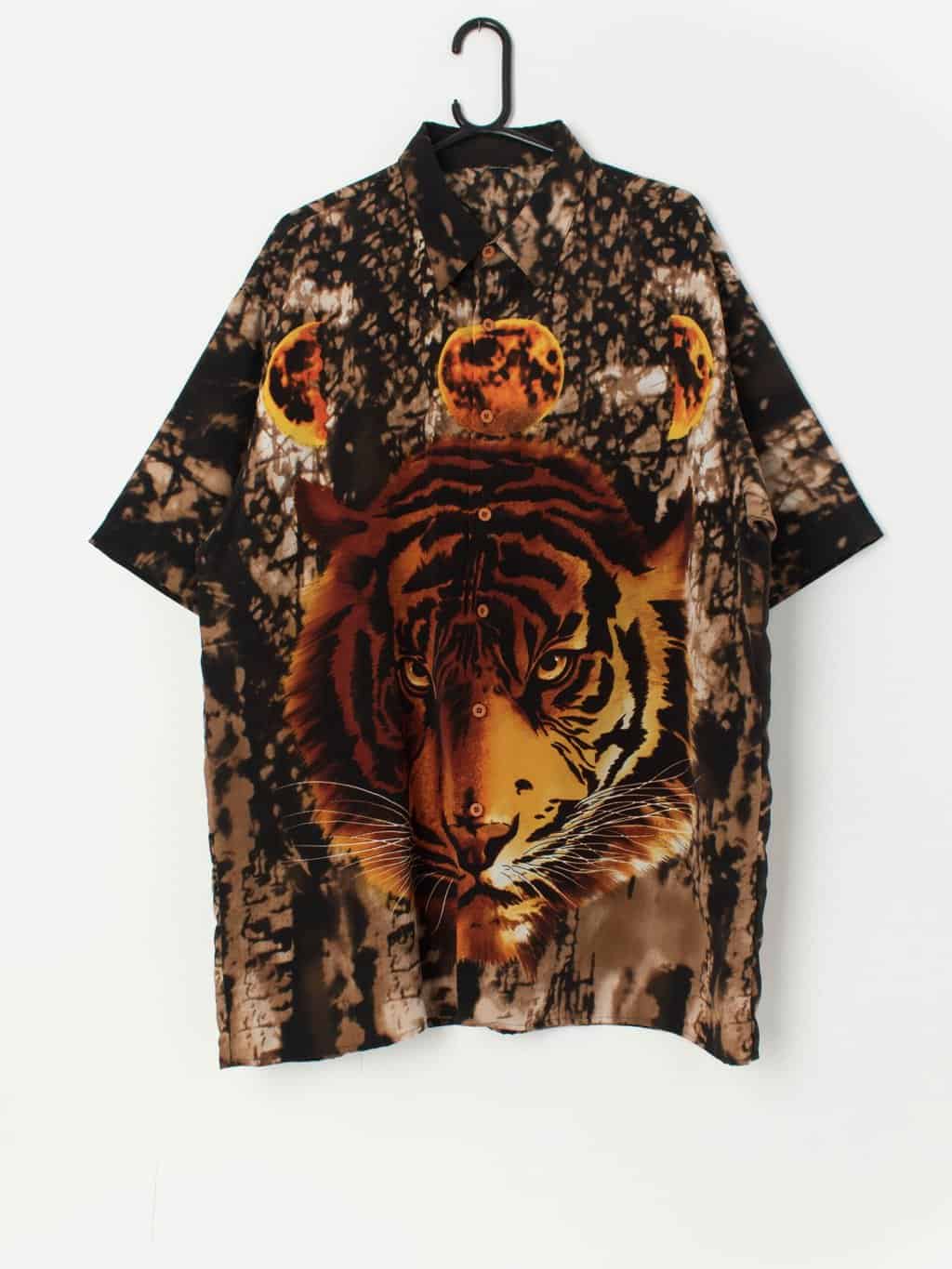 Vintage tiger shirt with short sleeves - XL