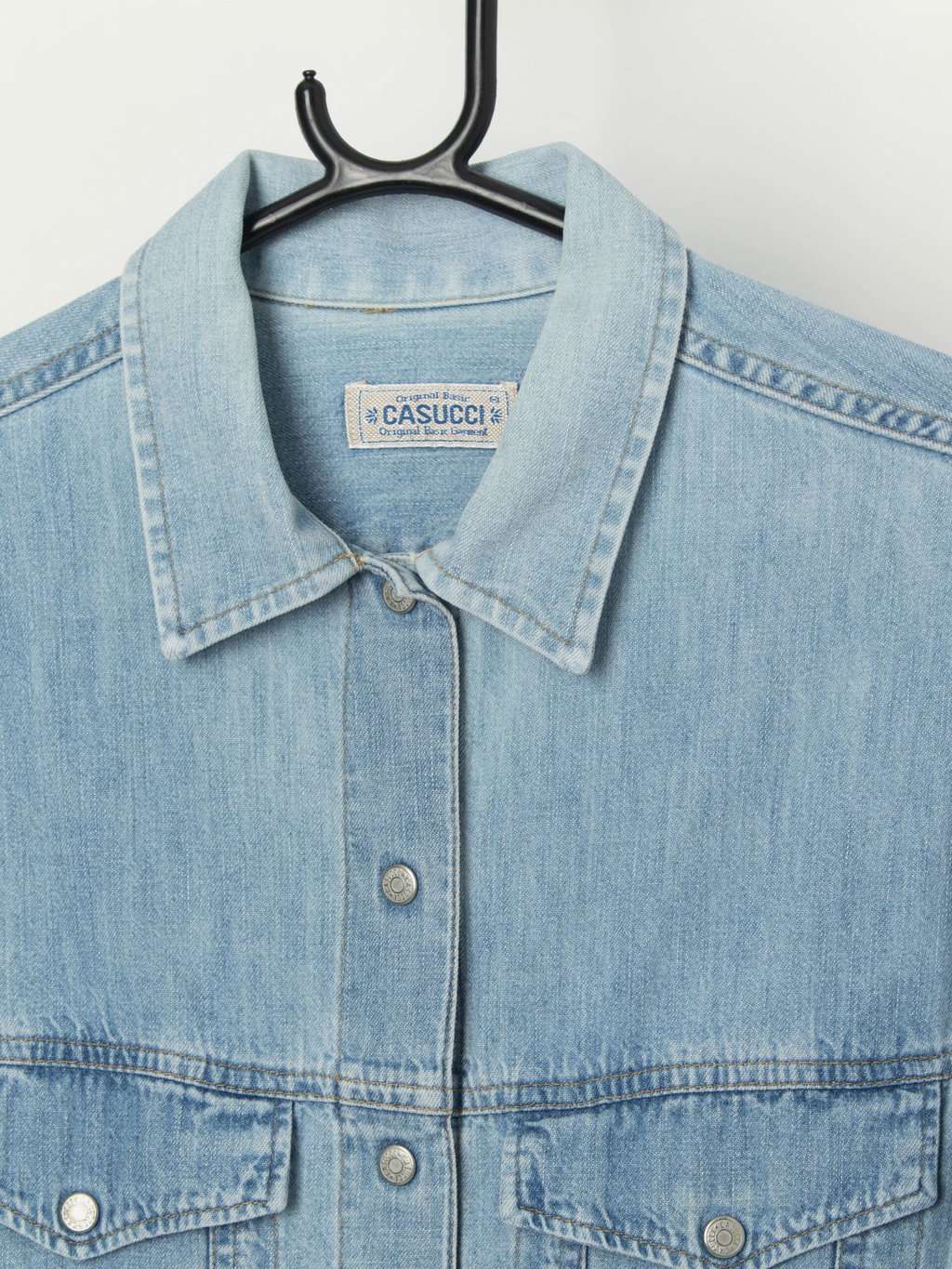 Vintage women's cropped denim shirt - Medium - Image 2