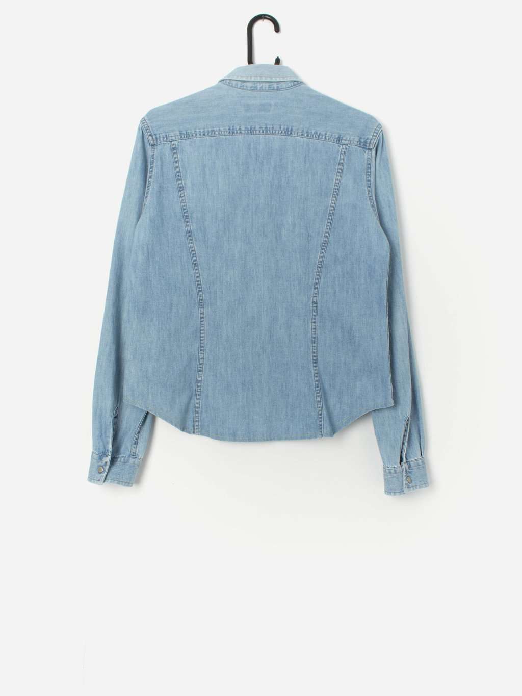 Vintage women's cropped denim shirt - Medium - Image 3