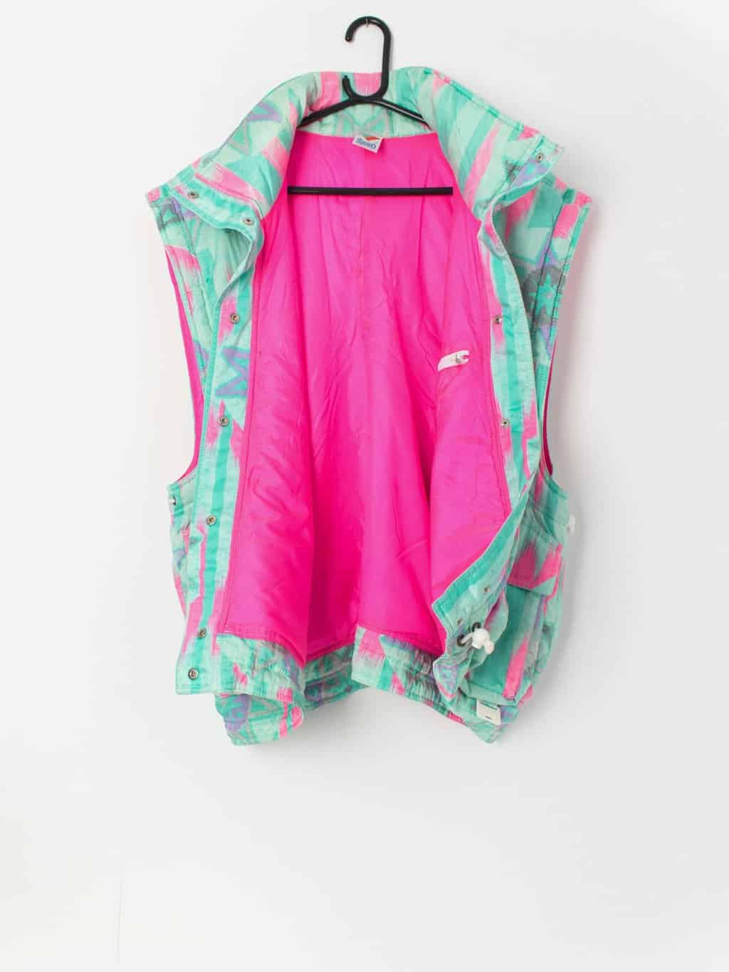 Vintage women's ski gilet in luminous green - Large - Image 3