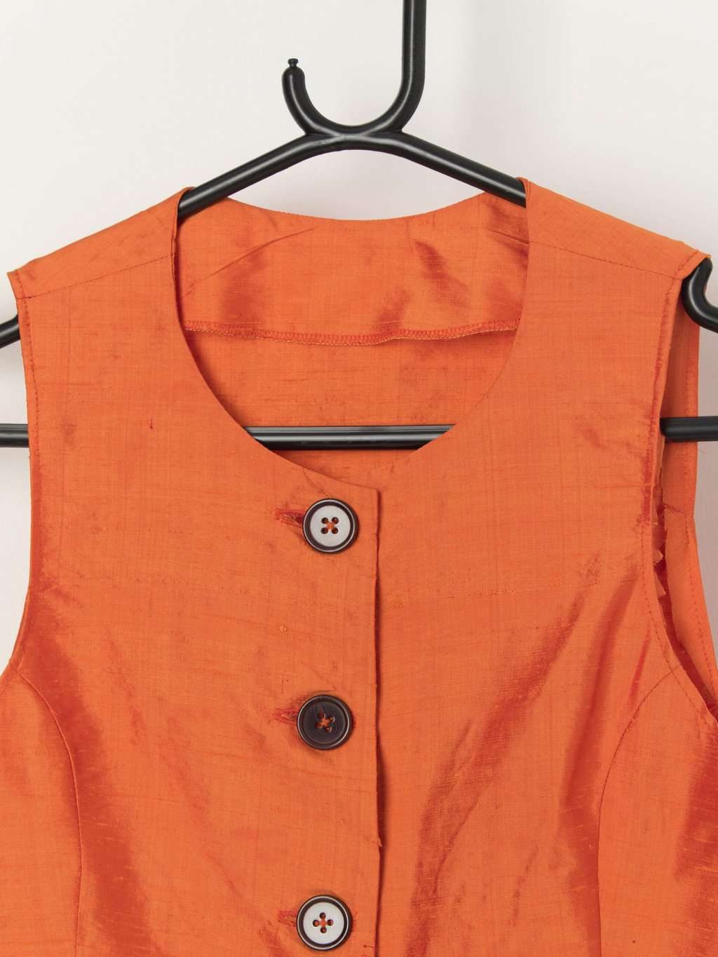 Vintage Y2K bright orange raw silk top - XS - Image 2