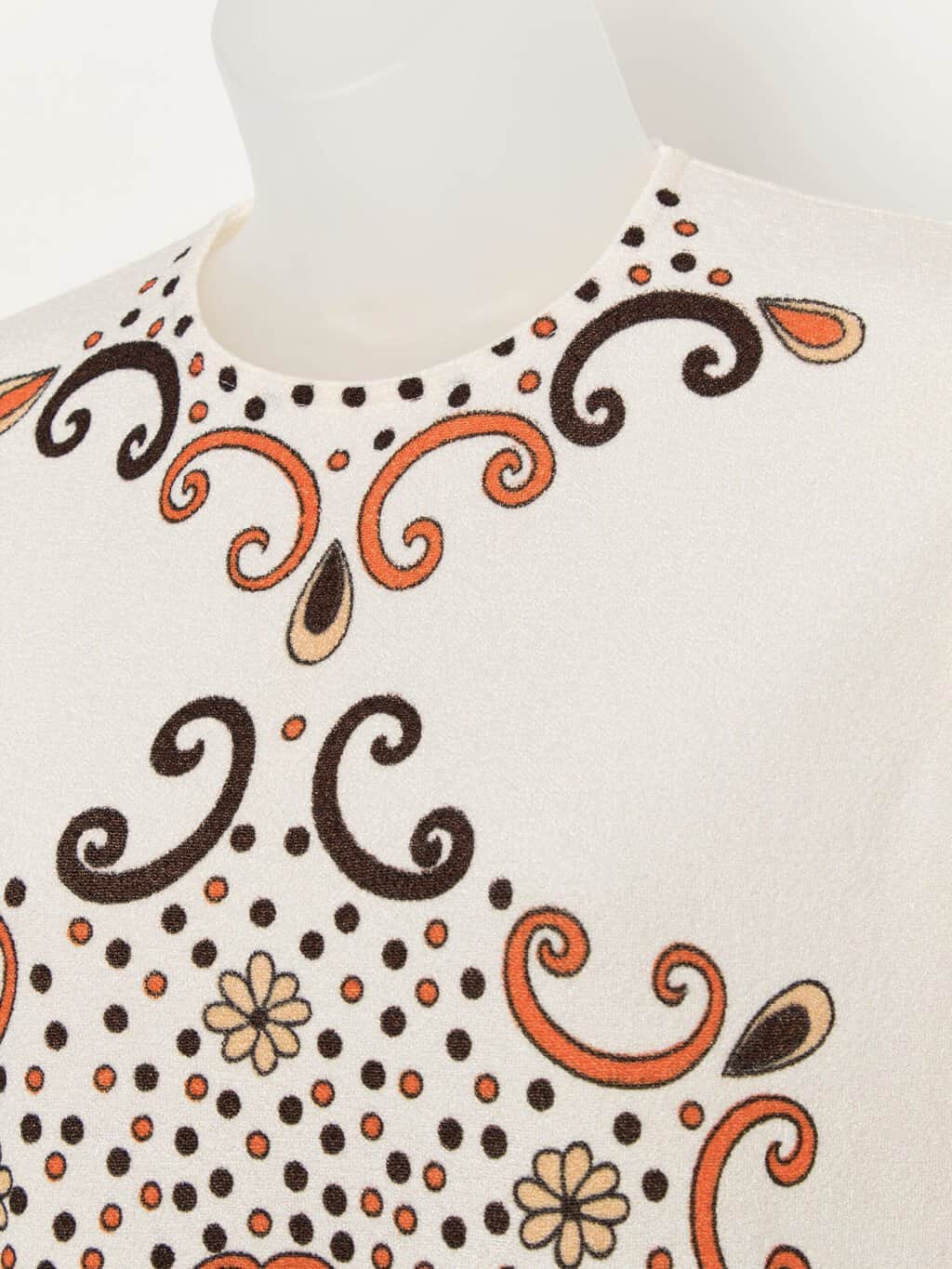 60s vintage top / tunic with brown and orange floral pattern - Small / Medium - Image 2