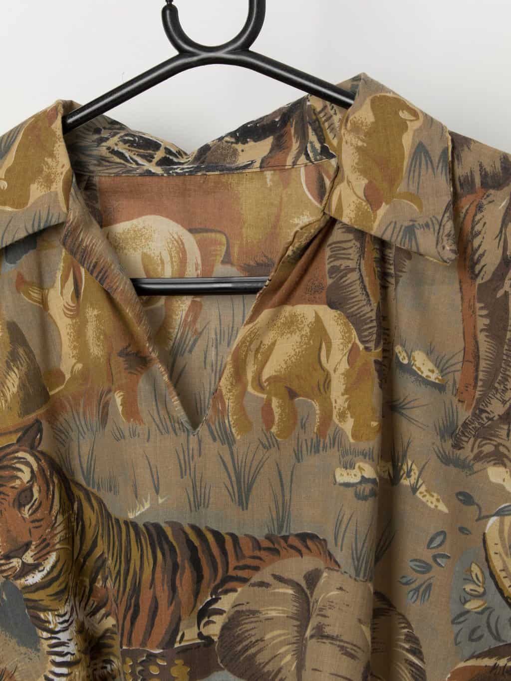 70s vintage safari tunic top, oversized - Large / XL / 2XL - Image 2
