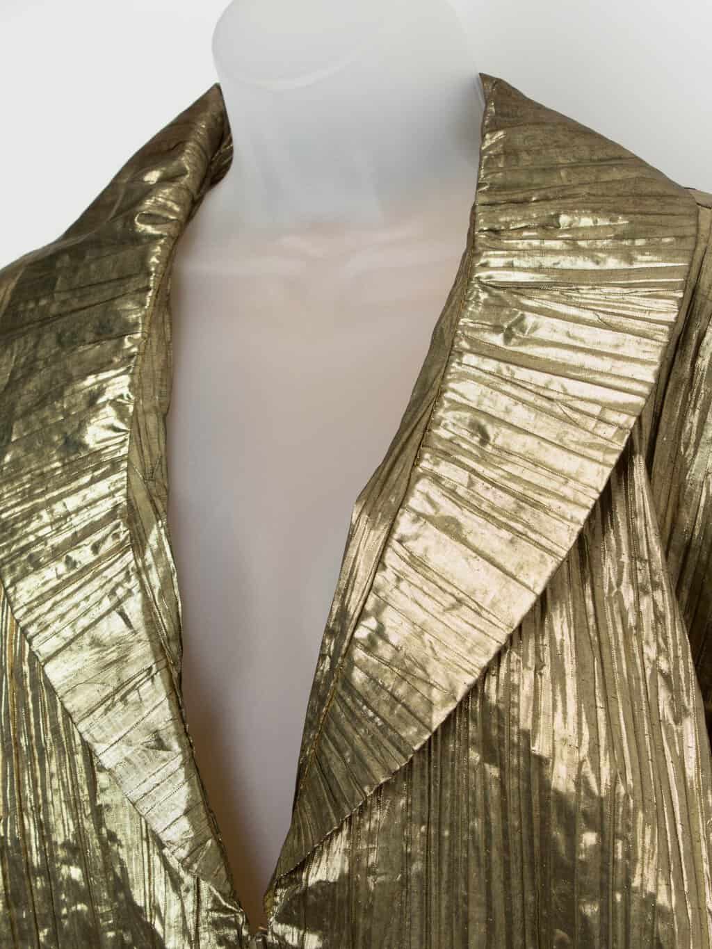 80s vintage gold foil jacket with zip closure - Large - Image 3