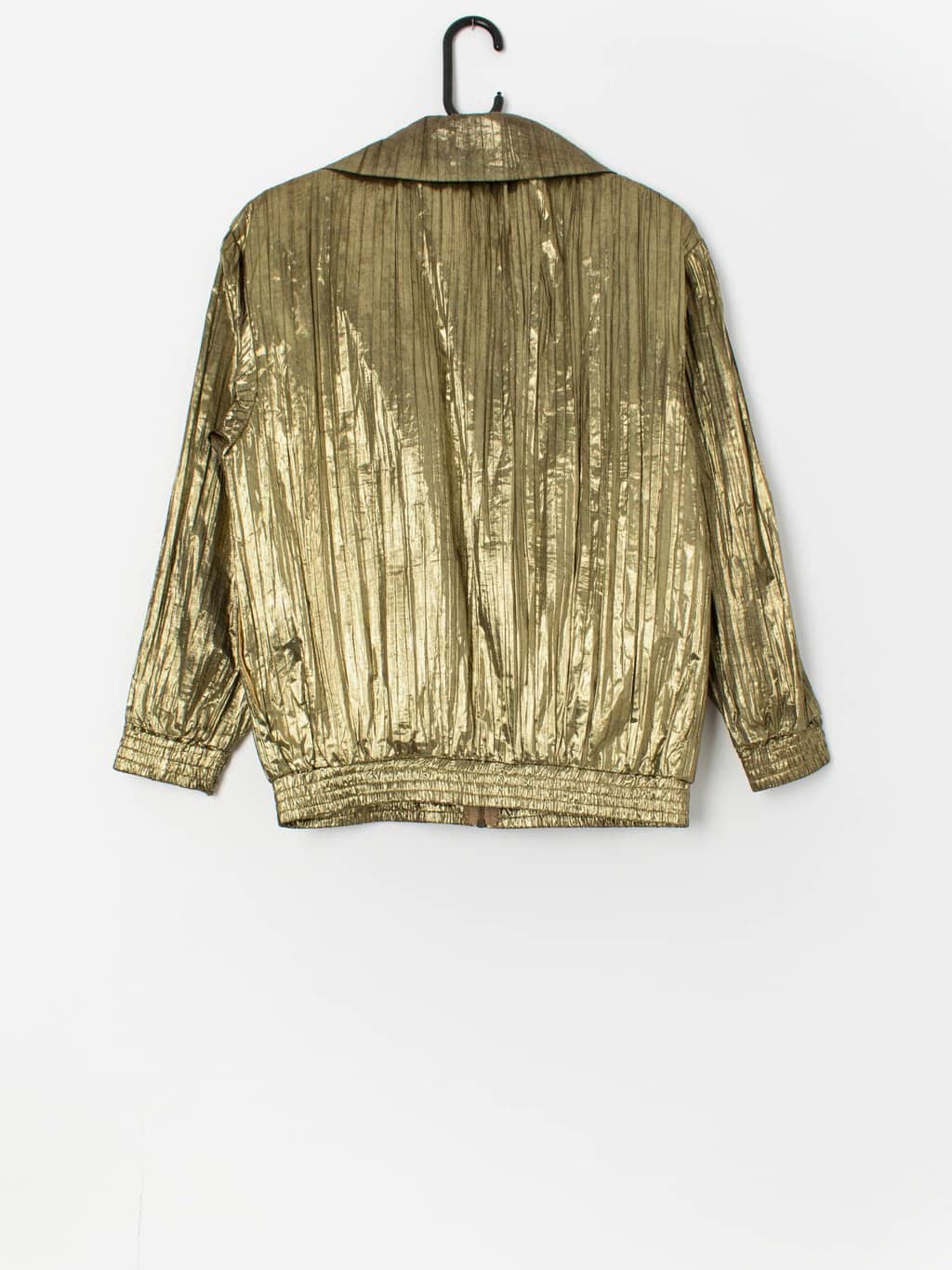 80s vintage gold foil jacket with zip closure - Large - Image 5