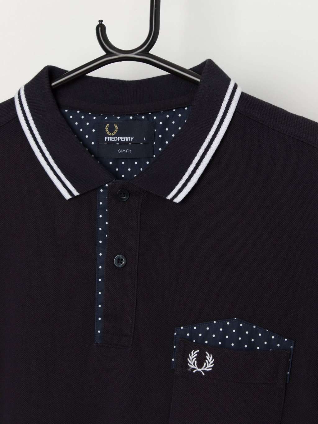 Men's slim fit Fred Perry polo shirt in navy blue - Large - Image 2