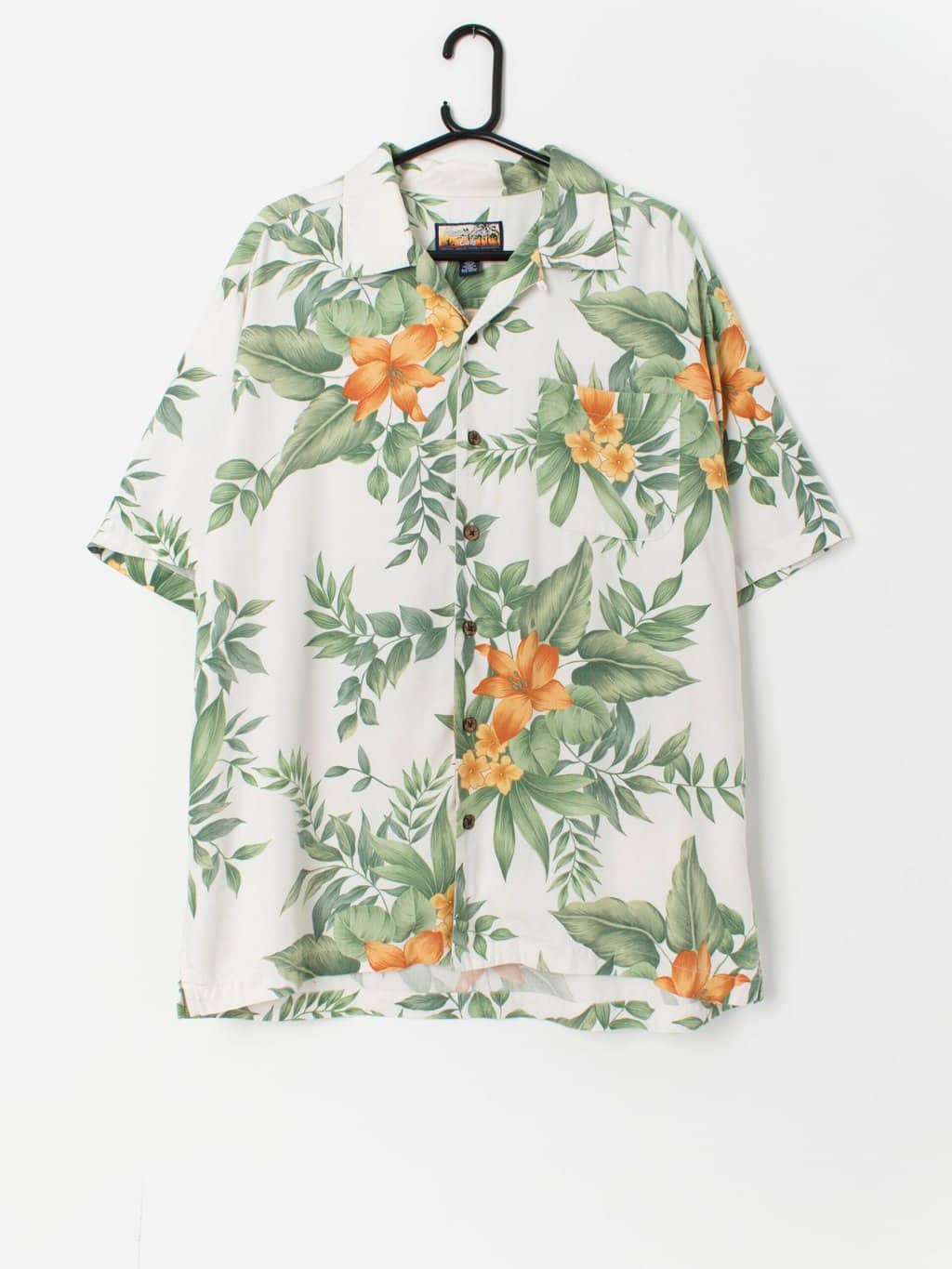Tropical vintage shirt with hibiscus floral pattern - L