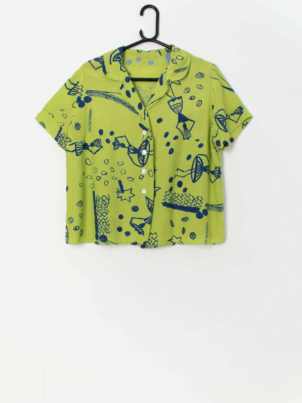 Vintage 1950s women's blouse in lime green - M / L