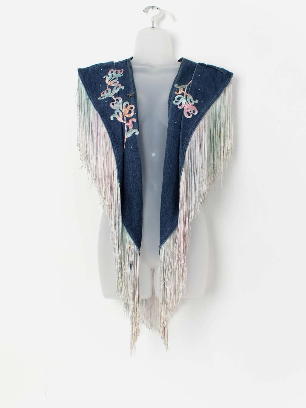 Vintage 1970s Wanted by Beads fringed western shawl - L