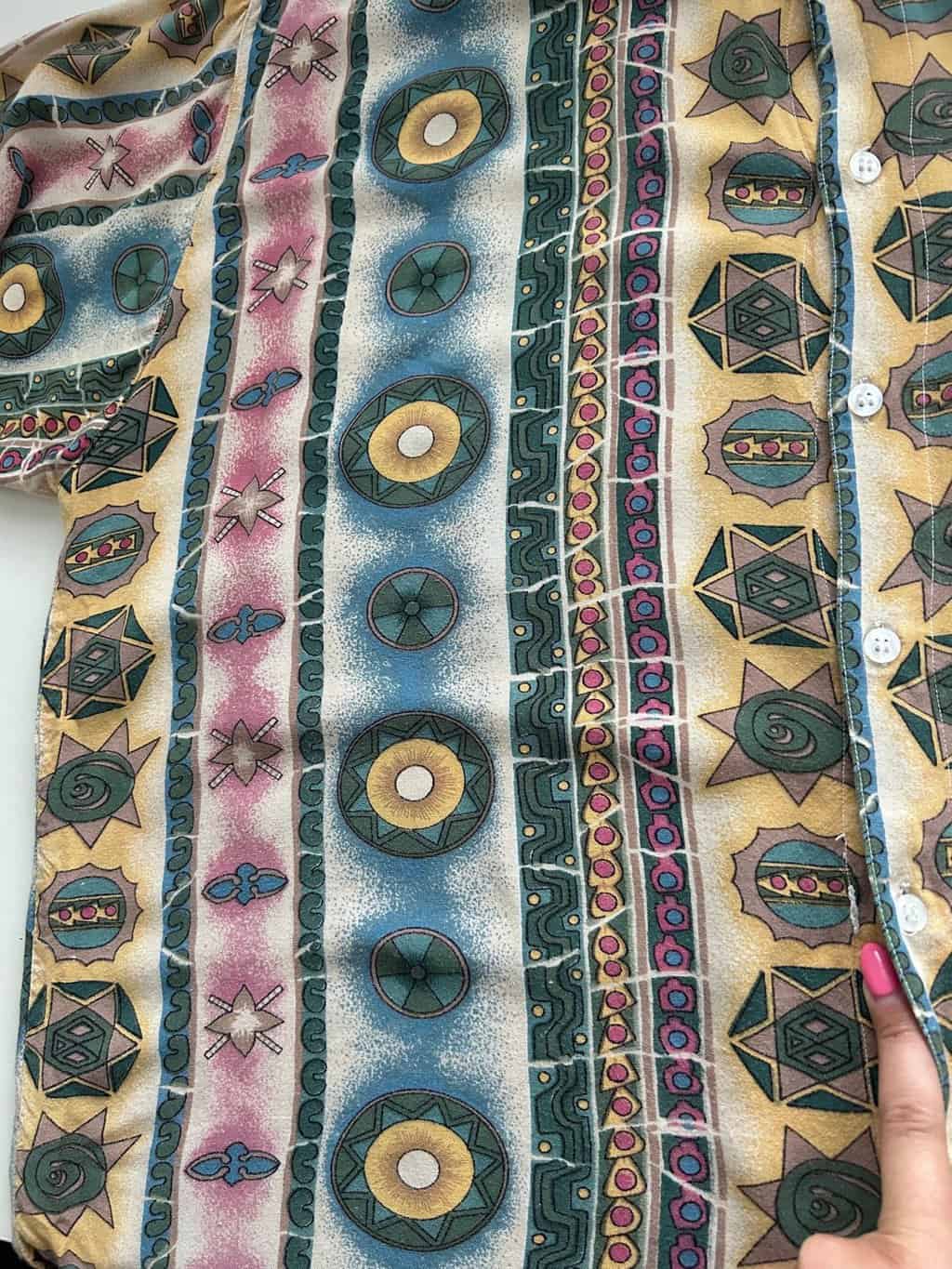 Vintage 80s geometric patterned shirt - Large - Image 4