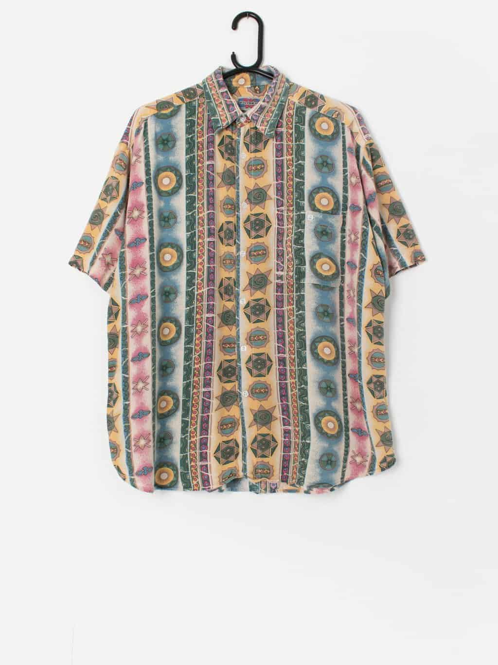 Vintage 80s geometric patterned shirt - Large