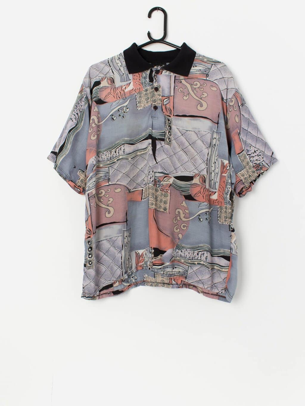 Vintage 90s abstract patterned polo shirt - Medium / Large