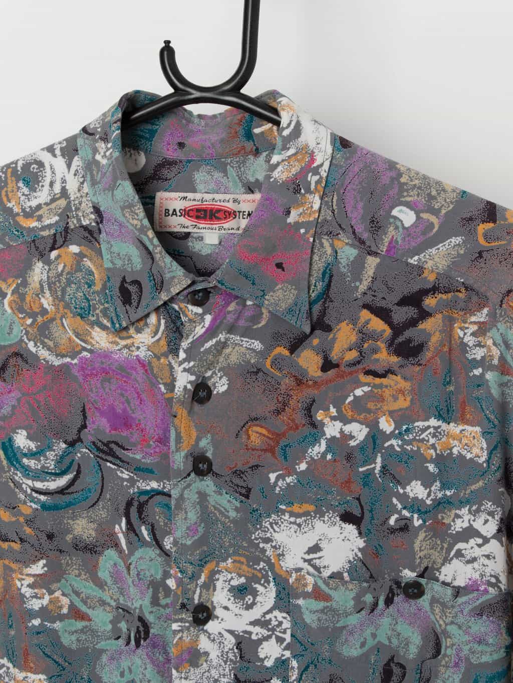 Vintage 90s abstract shirt with long sleeves - XL - Image 2