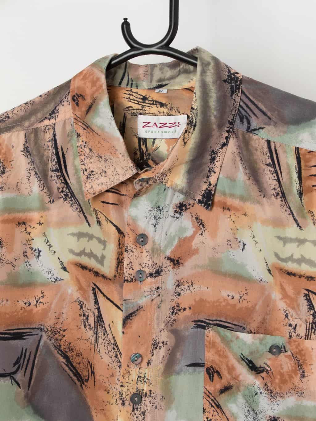 Vintage 90s abstract silk shirt - Large - Image 2