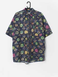 Vintage 90s Angelo Litrico silk patterned shirt - Large