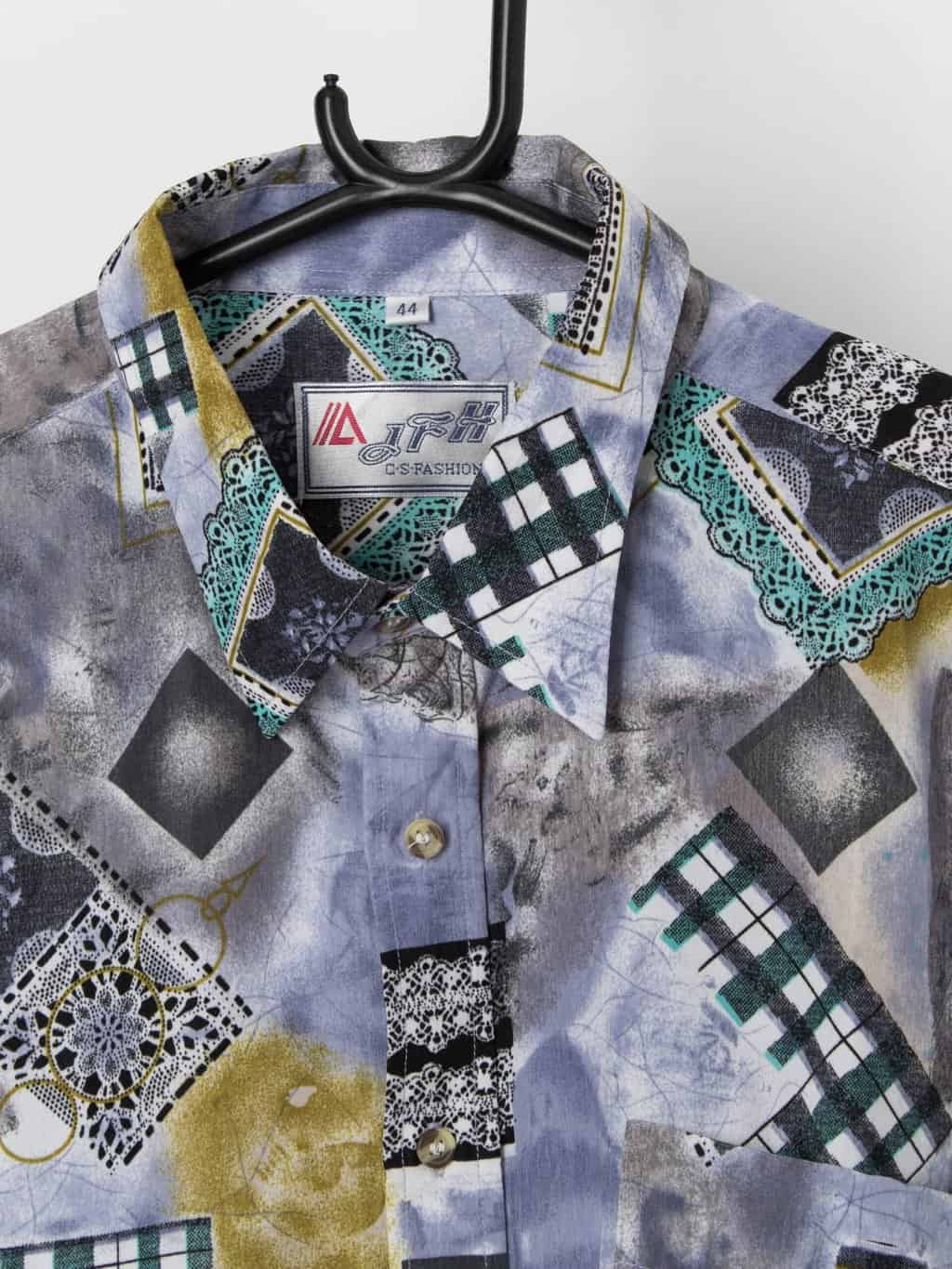 Vintage abstract patterned shirt, loose fit - Large - Image 2