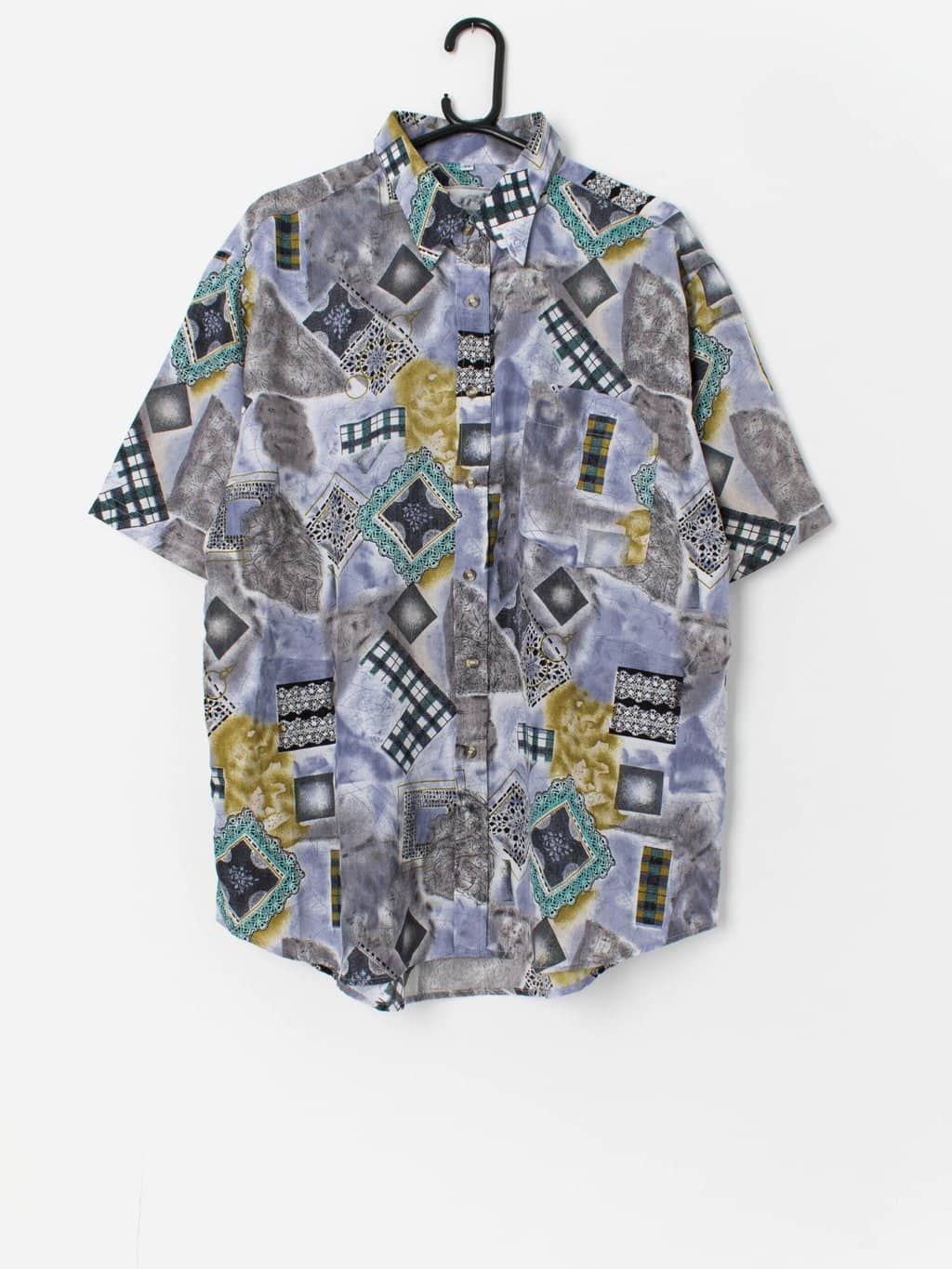 Vintage abstract patterned shirt, loose fit - Large