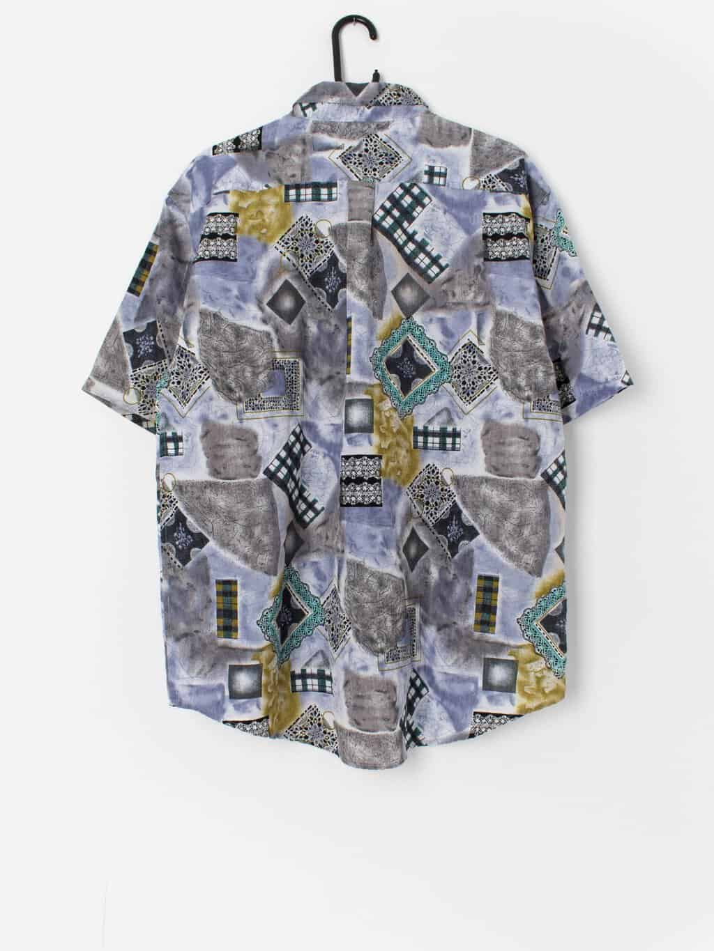 Vintage abstract patterned shirt, loose fit - Large - Image 3