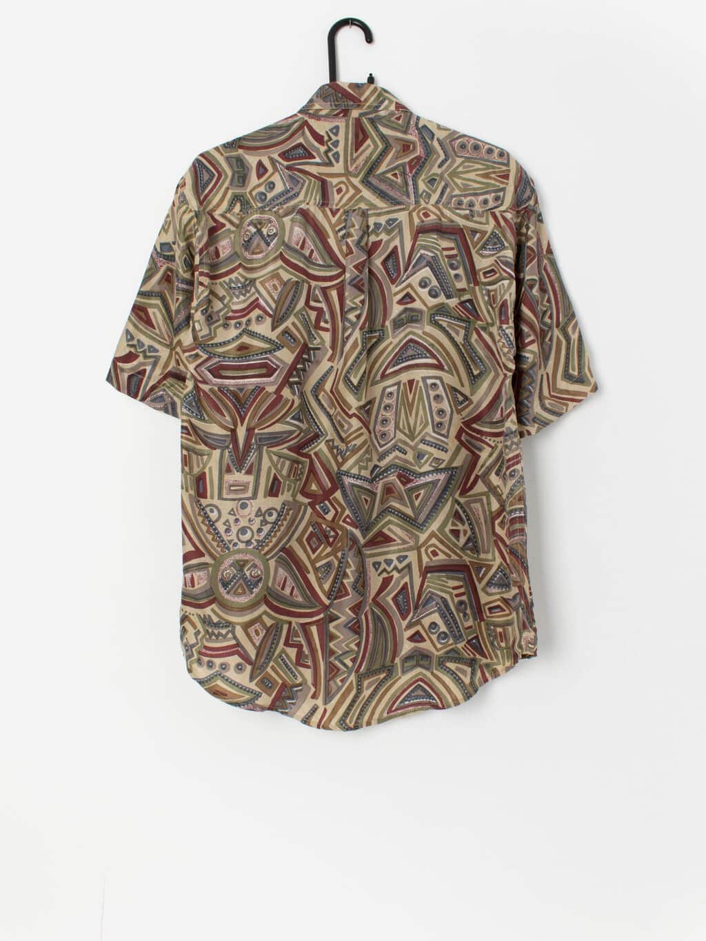 Vintage abstract silk shirt in green and red - S / M - Image 3