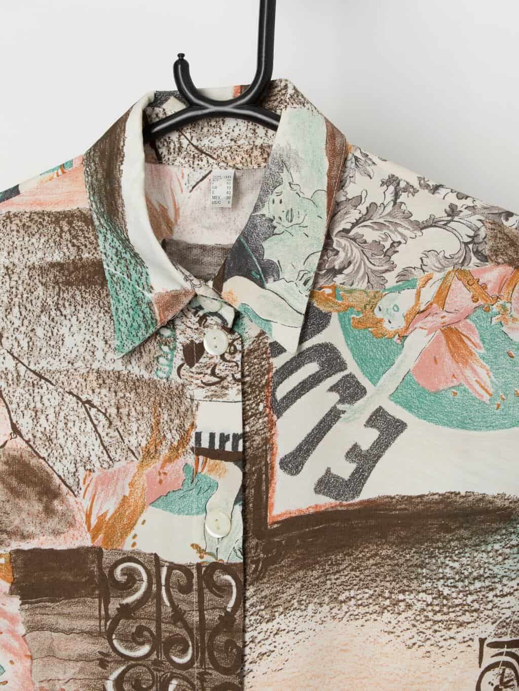 Vintage art nouveau blouse with floral print - M / L - Image 2