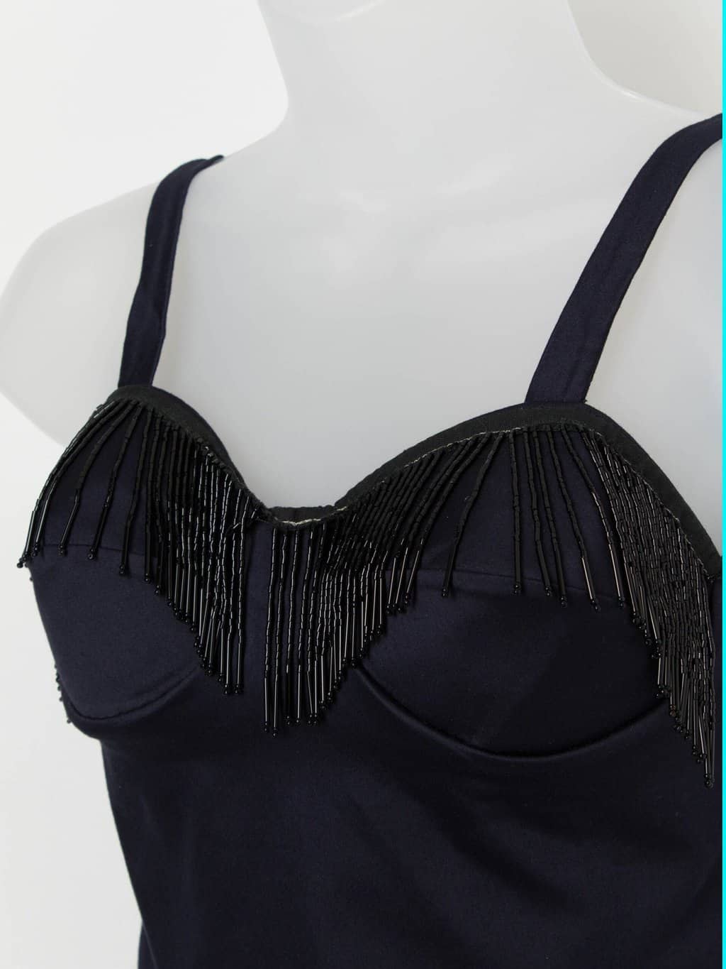Vintage beaded bralet top in navy, made in Italy - 2XS / XS