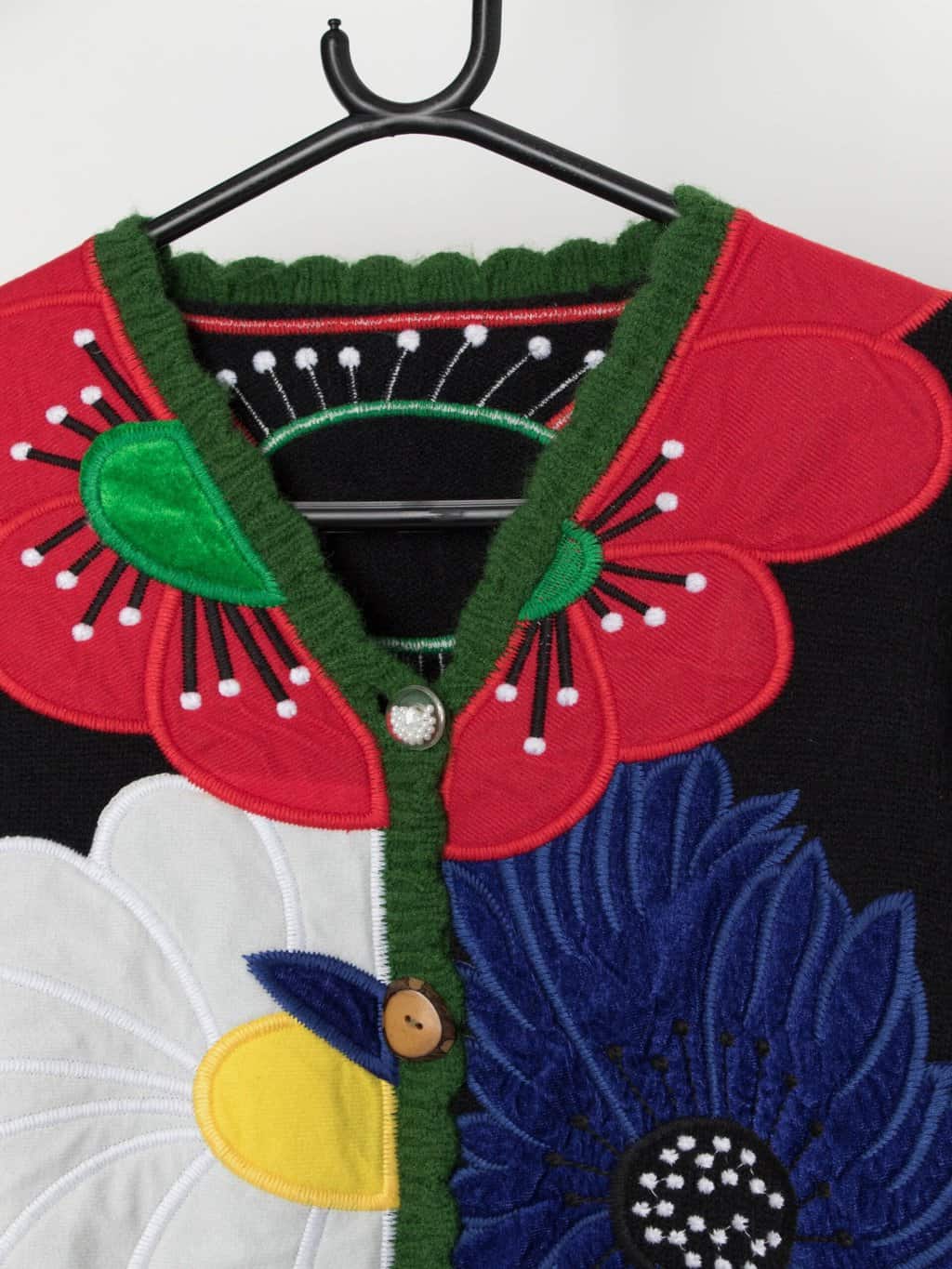 Vintage bold appliqué floral cardigan - Medium / Large - Image 2