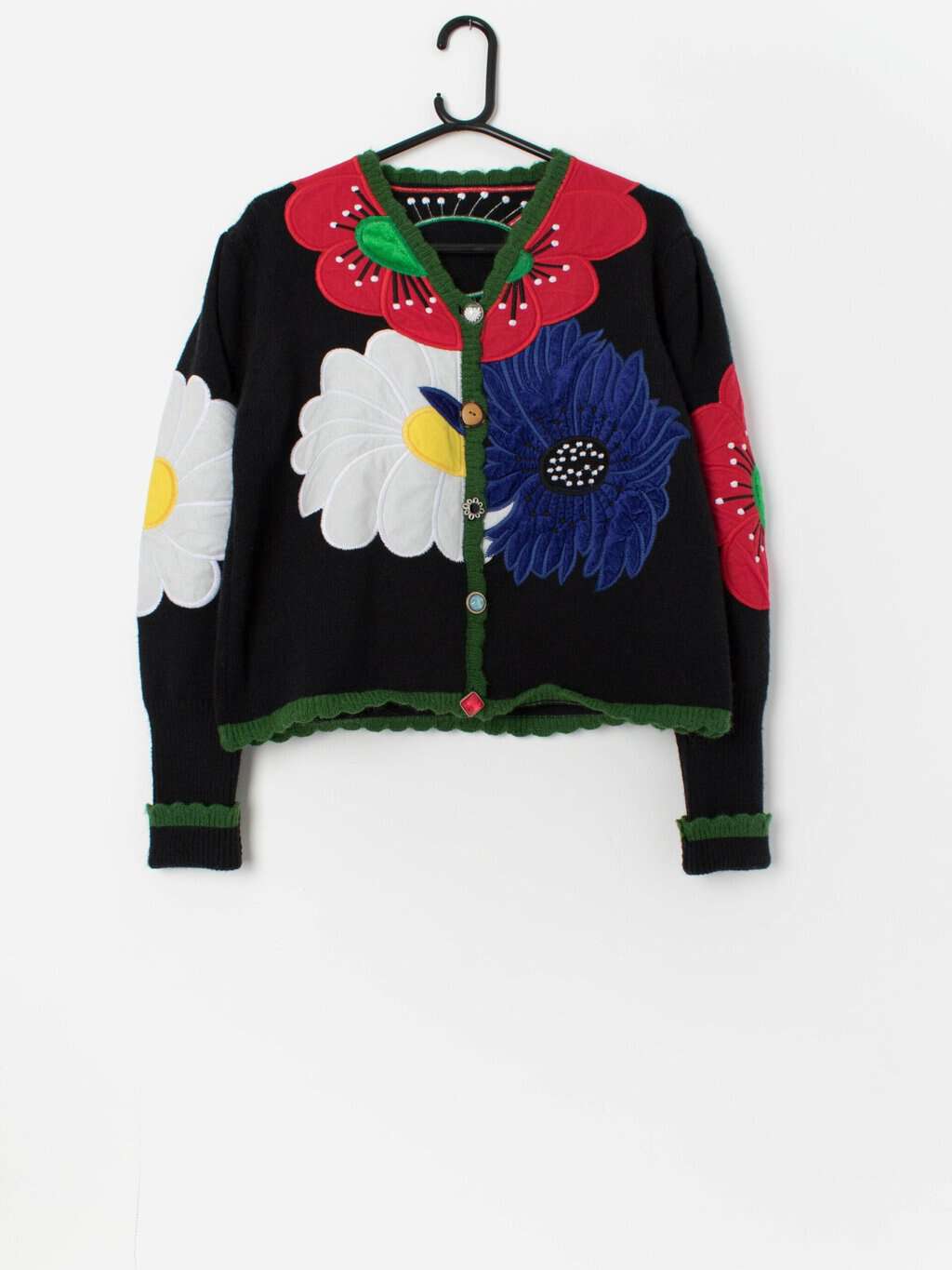 Vintage bold appliqué floral cardigan - Medium / Large