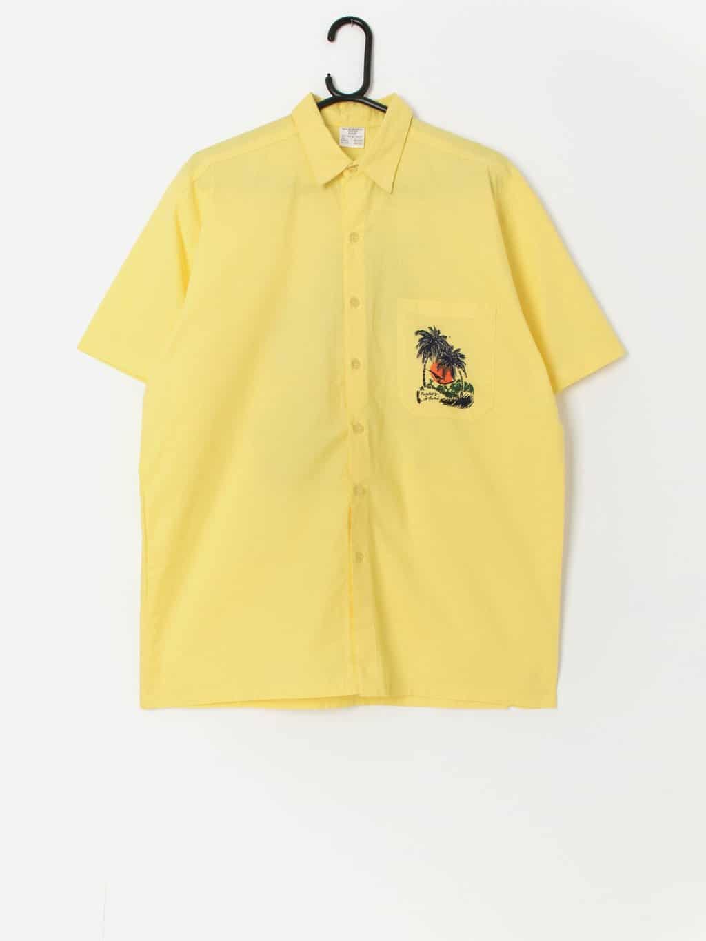 Vintage bright yellow holiday shirt - Medium