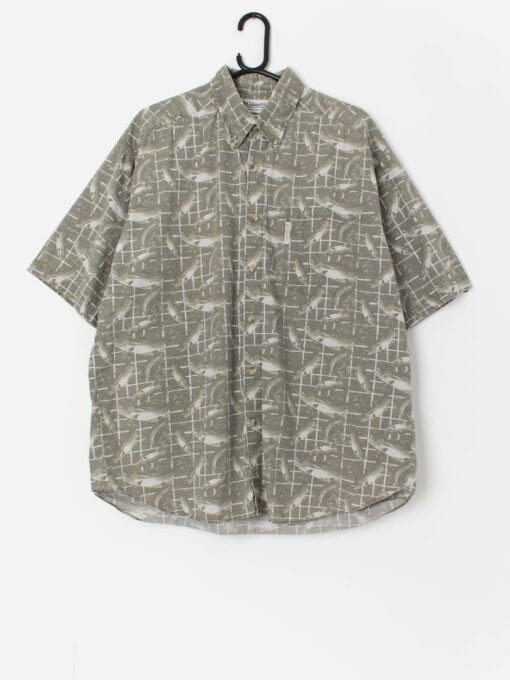 Vintage Columbia fishing shirt in green grey - Large