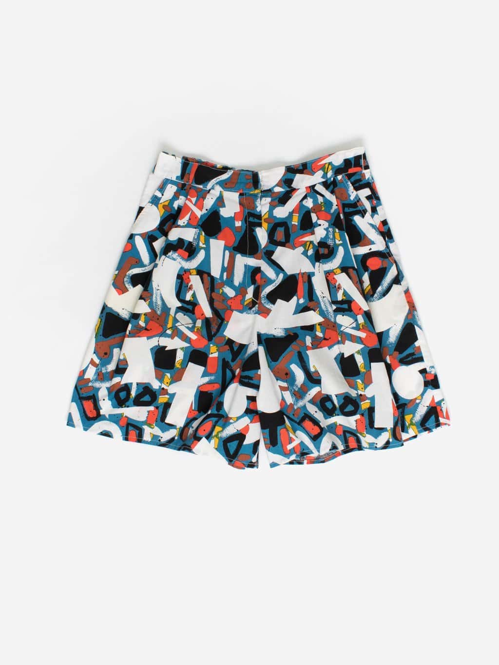 Vintage culotte shorts with bright geometric pattern - Small / Medium
