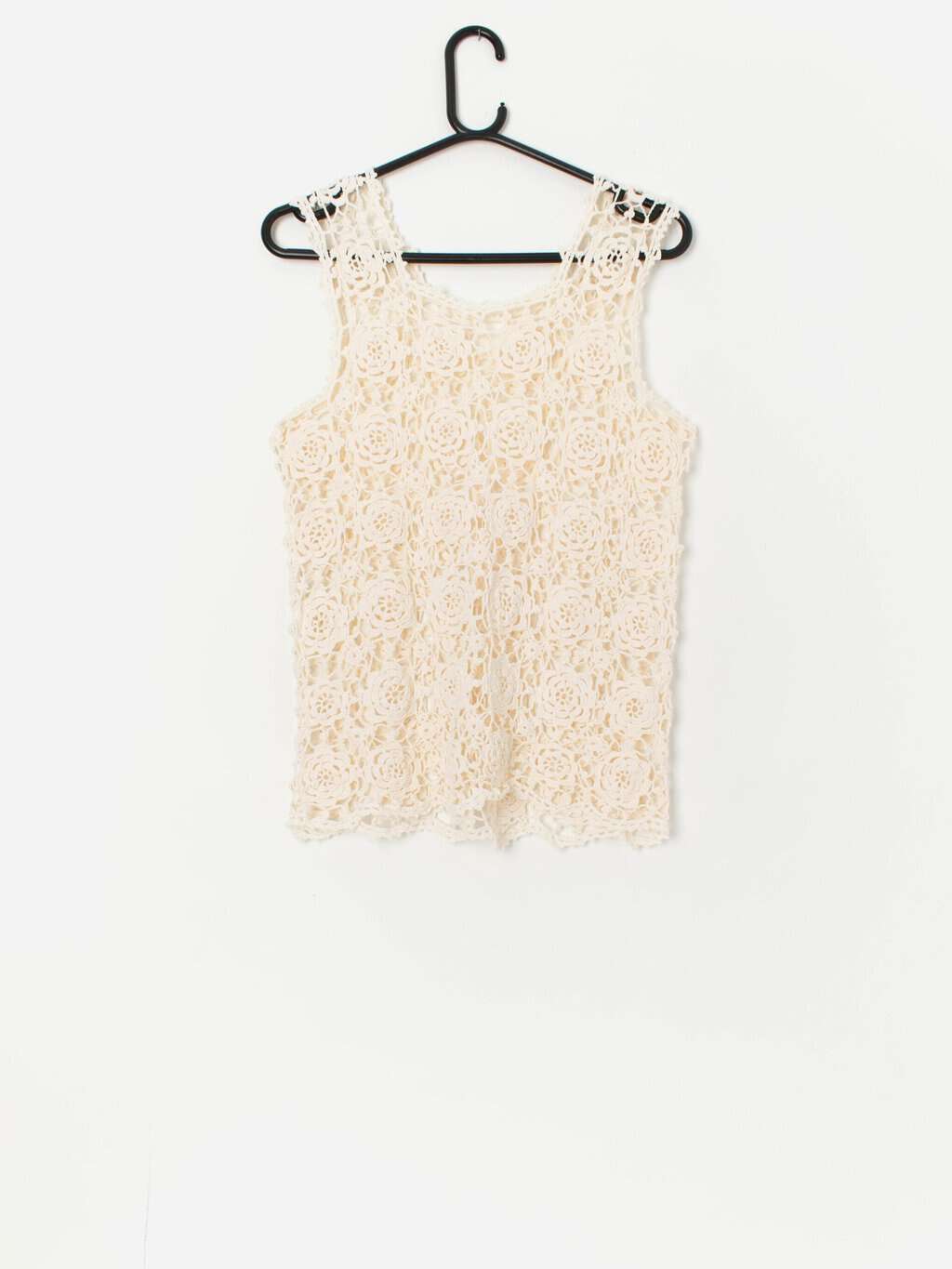 Vintage floral crochet top in cream - Small - Image 3