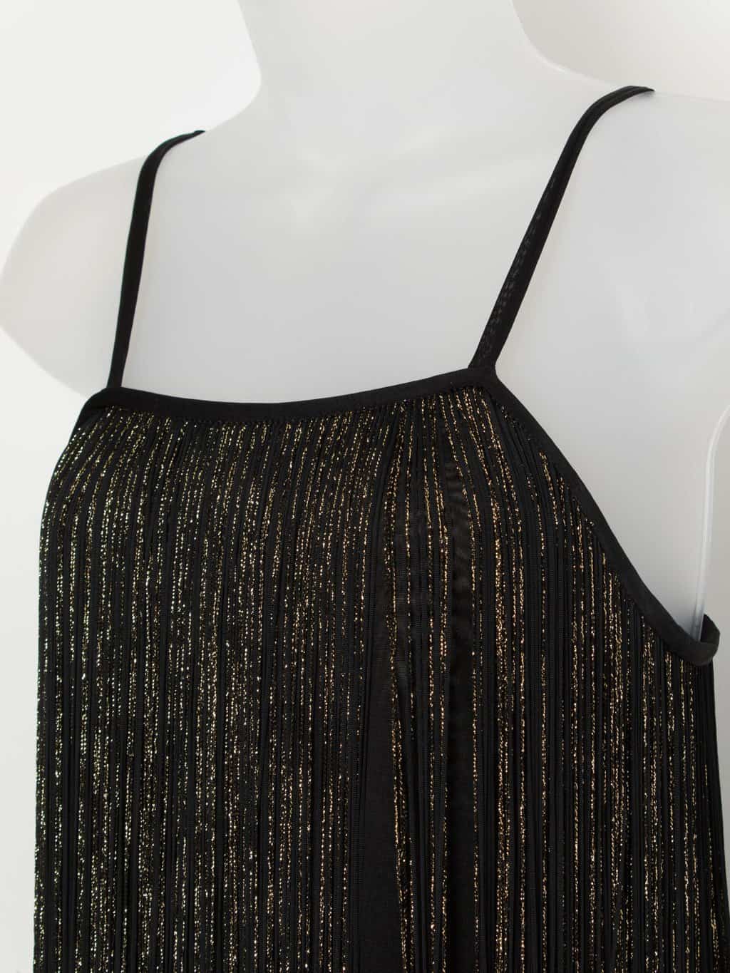 Vintage fringed dress in black and gold - Small - Image 2