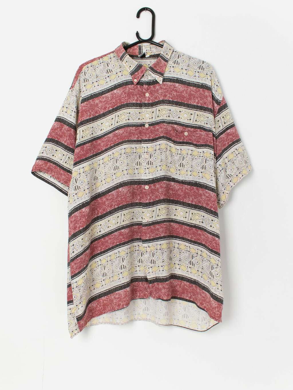 Vintage lined graphic shirt in red and yellow - Large