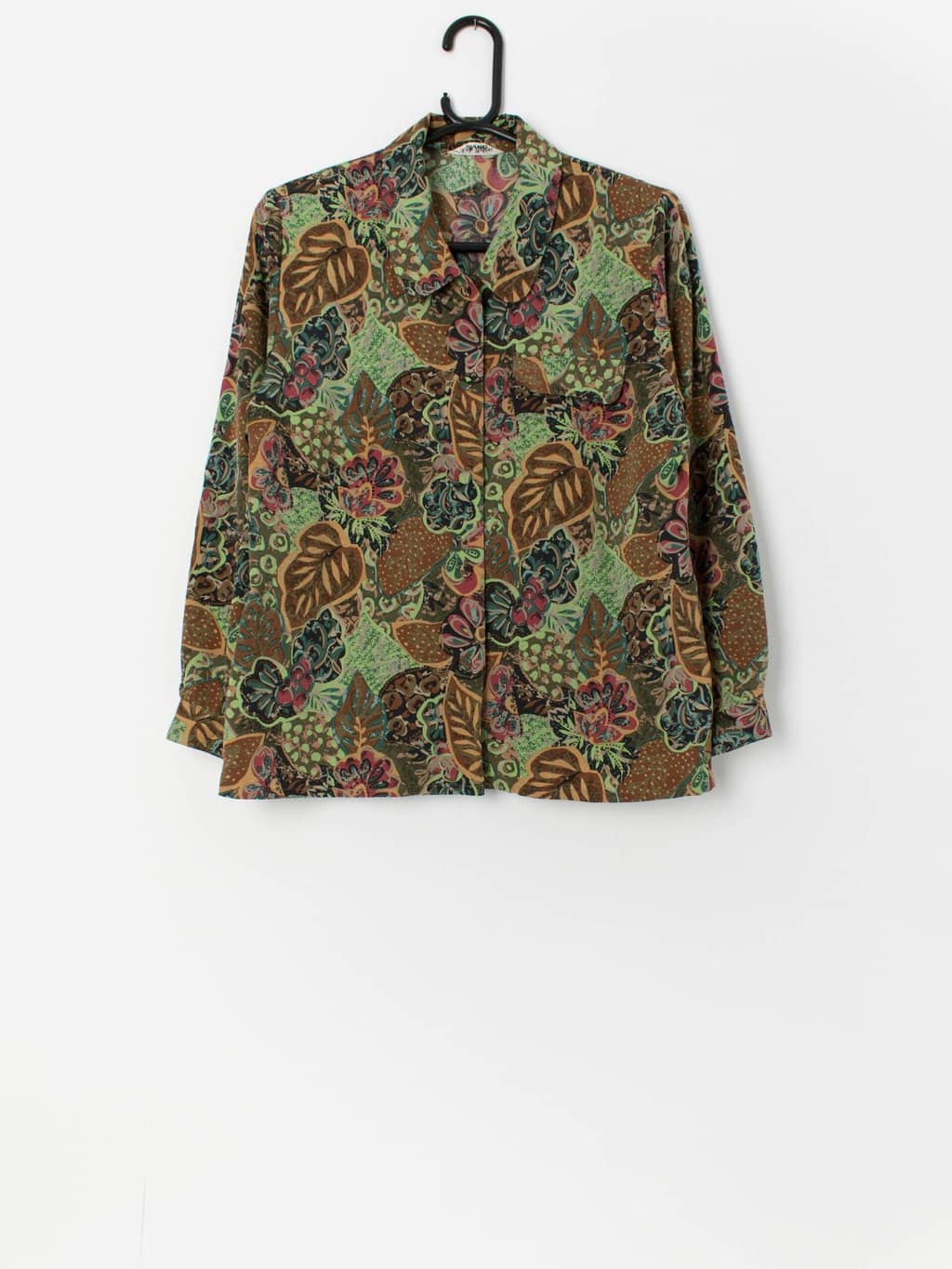 Vintage long sleeved women's floral blouse - Medium