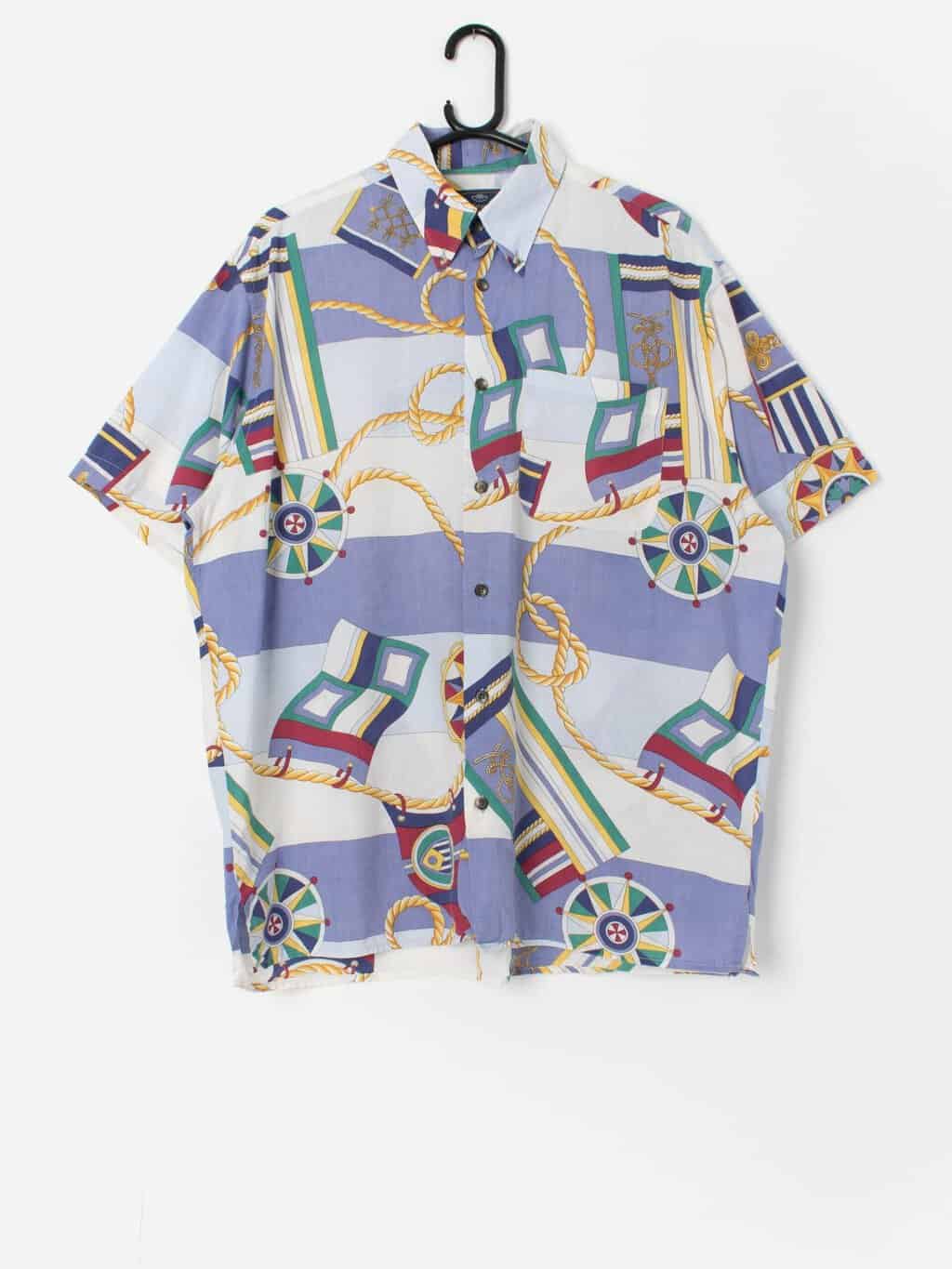 Vintage nautical / regal rope print shirt - Large