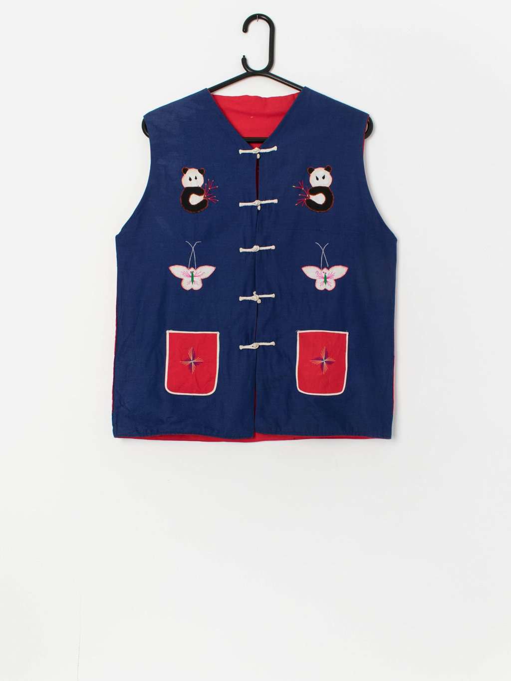 Vintage panda reversible vest / waistcoat - Medium