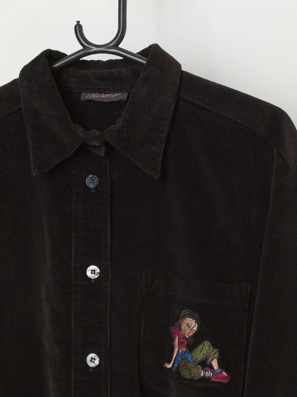 Vintage Rosalyn Paris black corduroy blouse with appliqué - XL - Image 2