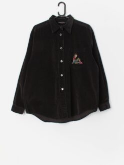 Vintage Rosalyn Paris black corduroy blouse with appliqué - XL